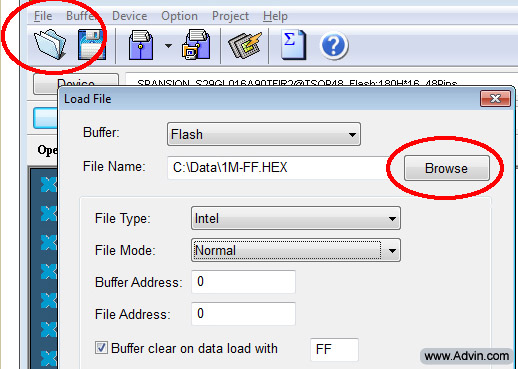 Chip programmer software screen