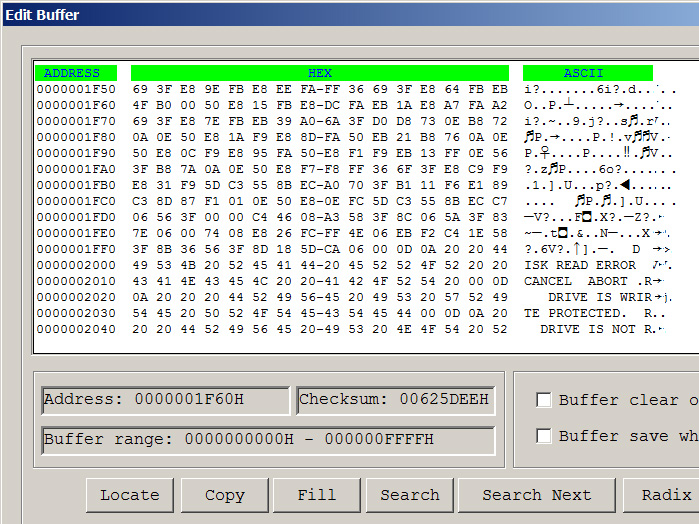 Buffer with typical data